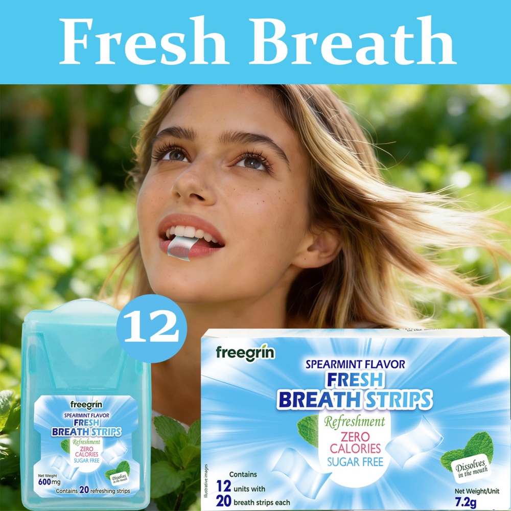 Teeth Whitening Instant - FREEGRIN Strip Penyegar Napas Rasa Spearmint,