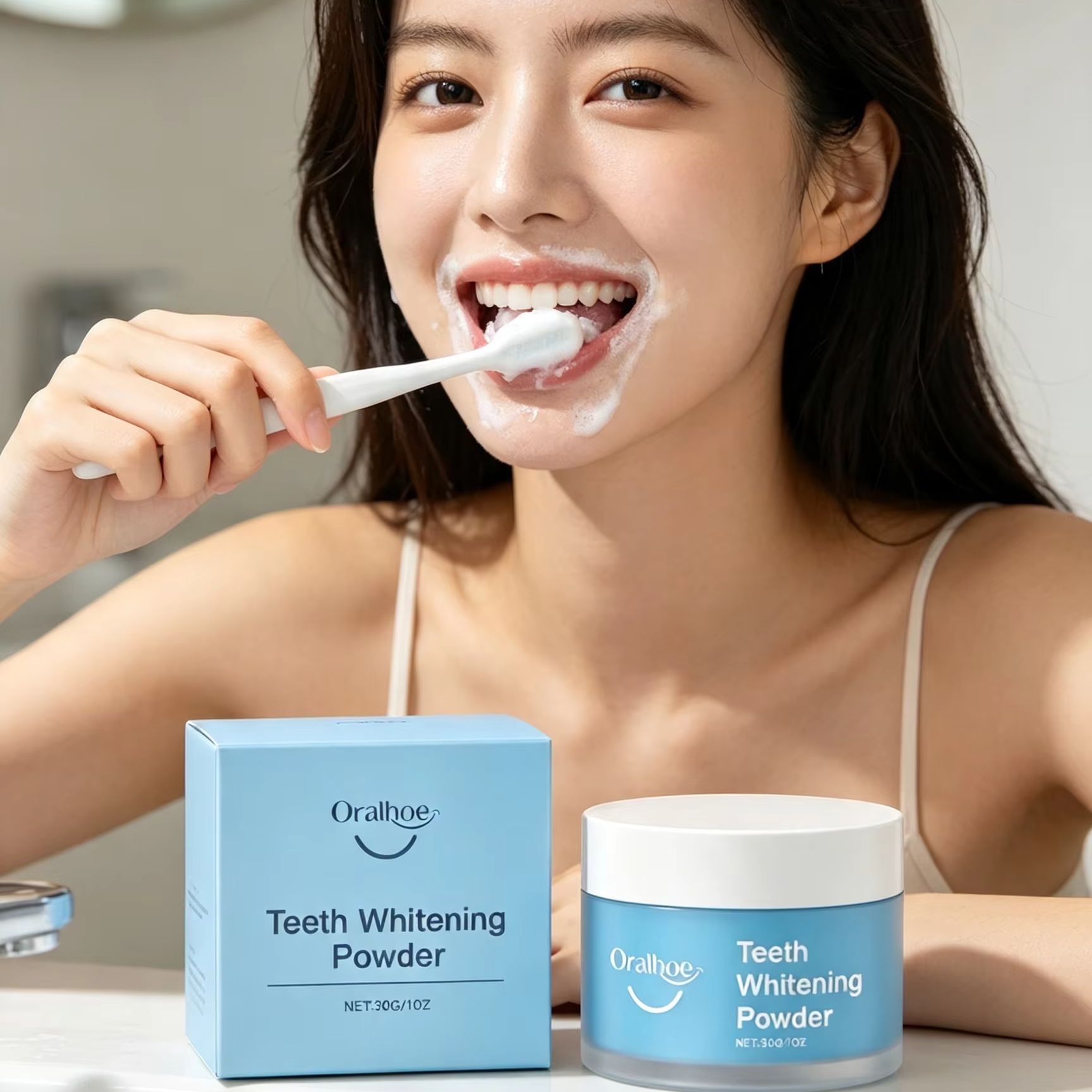 Teeth Whitening Instant - Bubuk Gigi Oralhoe untuk Membersihkan Noda