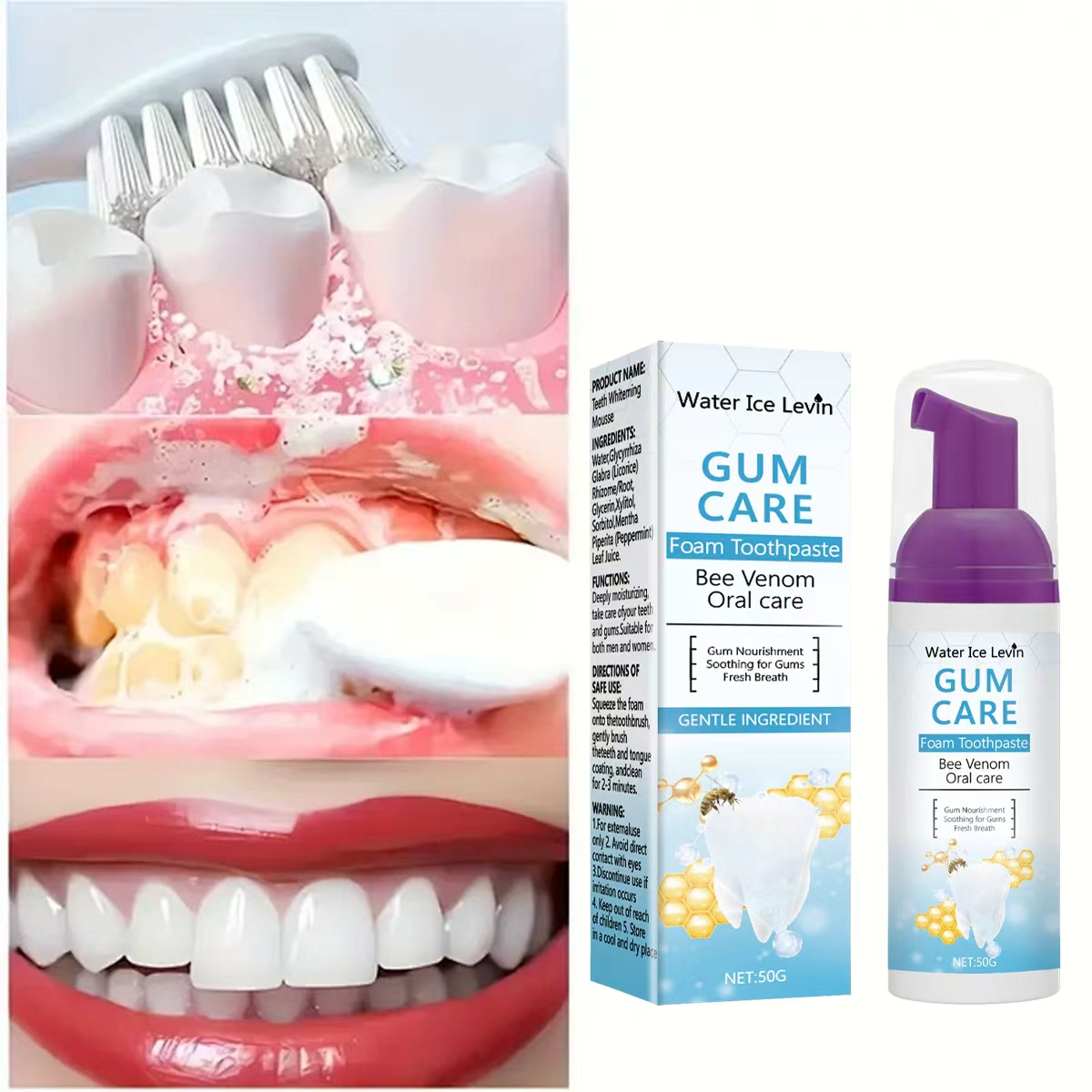 Pasta Gigi Busa Water Ice Levi - Teeth Whitening Xylitol Gum ulasan dan harga