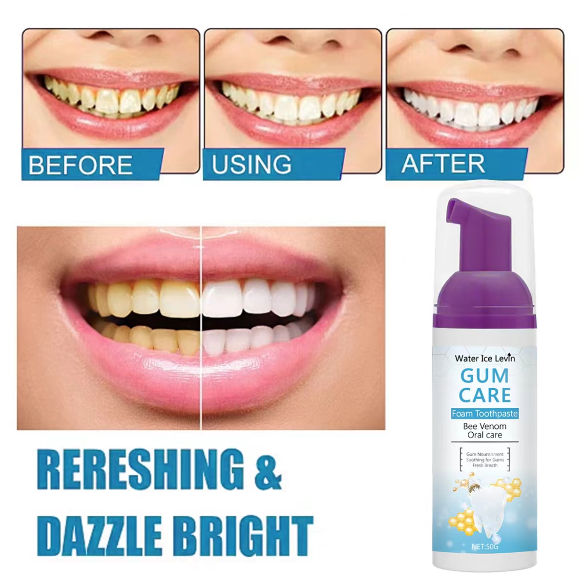 Pasta Gigi Busa Water Ice Levi - Teeth Whitening Xylitol Gum ulasan dan harga