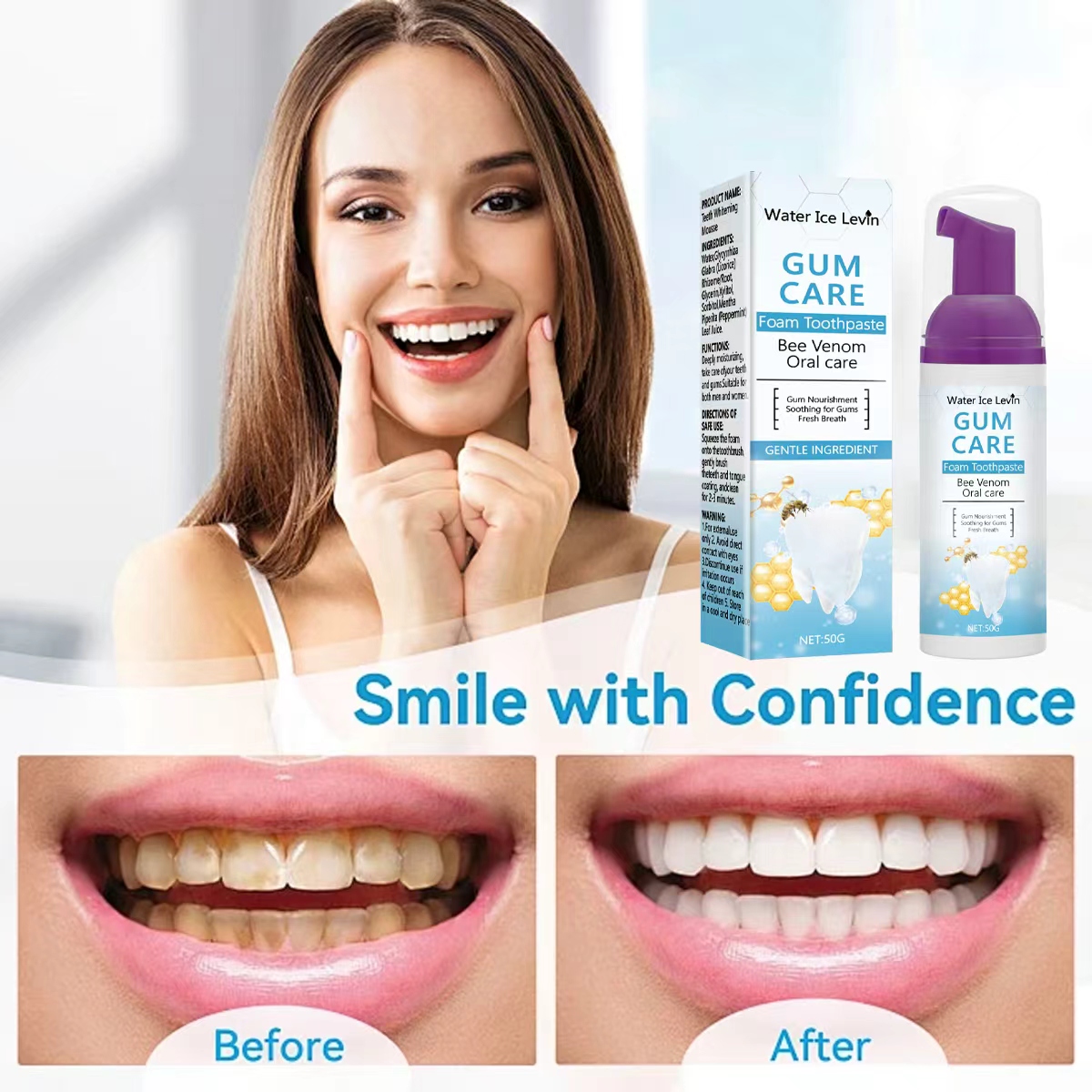 Pasta Gigi Busa Water Ice Levi - Teeth Whitening Xylitol Gum ulasan dan harga