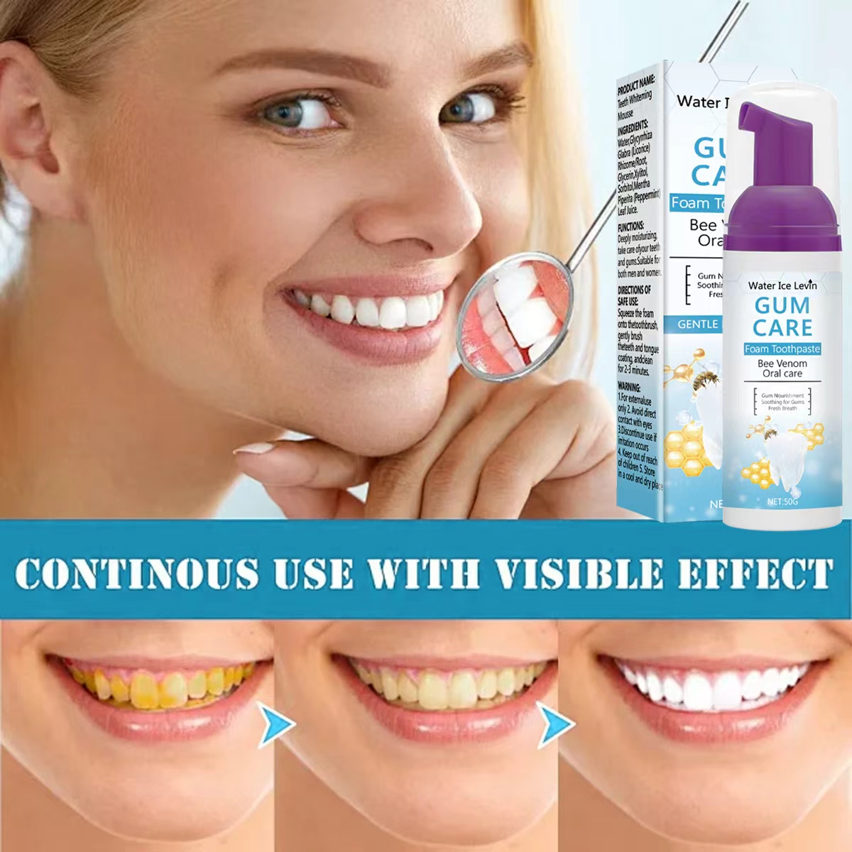 Pasta Gigi Busa Water Ice Levi - Teeth Whitening Xylitol Gum ulasan dan harga