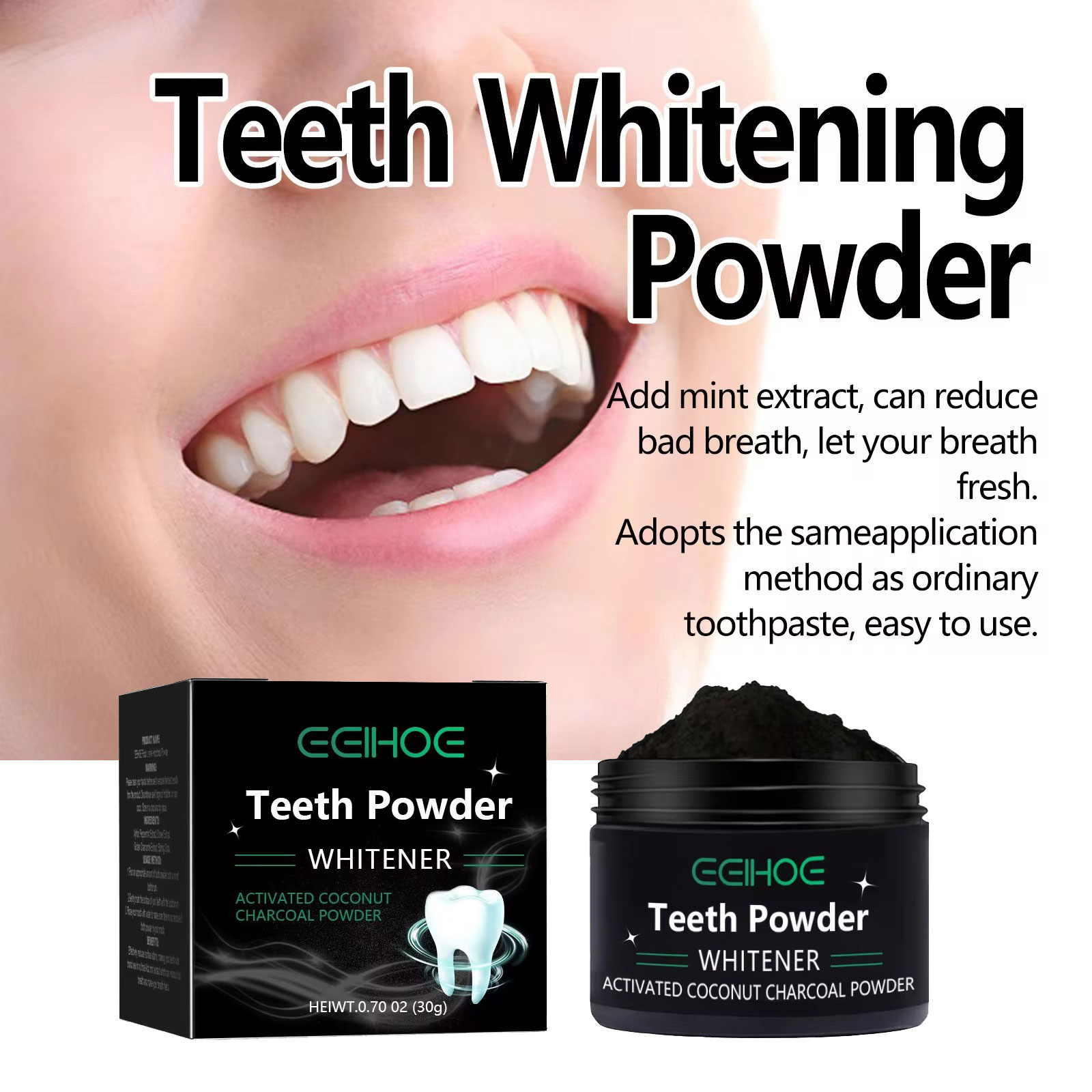 Bubuk Arang EELHOE untuk Produ - Teeth Whitening Charcoal ulasan dan harga